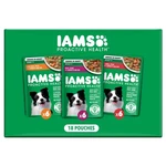 Iams Proactive Health Adult Wet Dog Food Variety Pack, 3.5 Oz. Pouch, 18 Count. Fixed Price $35.12.