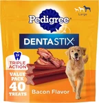 Pedigree Dentastix Large Dog Dental Treats 40 Count Bacon Flavor 208 Lb. Fixed Price $14.00.