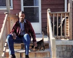 Vintage Photo African American Man Pet Cat Front Porch Snapshot Family Home. Fixed Price $17.99.