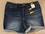 Lee Women's 14M Hi-rise Slim Fit Modern Cyan Short Blue Denim Jean Nwt. Fixed Price $17.95.