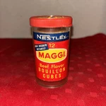 Vintage Nestle Maggi Beef Flavor Bouillon Cubes Container Plastic Advertising. Fixed Price $6.75.