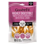 15 Pcs Good 'n' Fit Twist Sticks Made With Real Lamb Rawhide Chews Treats. Fixed Price $23.33.
