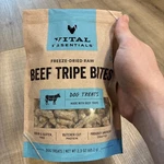 Vital Essentials Freeze-dried Beef Tripe Bites Dog Treats 2.3 Oz. Fixed Price $11.99.