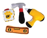 Dog Toy Pack 4 Tools One Fetch And Fix Fun Hammer Measuring Tape Drill Level. Fixed Price $24.89.