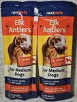 Lot Of 2 Rexipets 100% Natural Shed Elk Antlers For Dogs Medium Size 5+" Usa. Fixed Price $17.95.