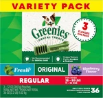 Greenies Regular Dental Dog Treats, 3-FLAVOR 36 Count (pack Of 1),. Fixed Price $59.26.