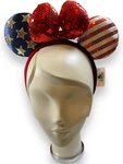 Disney Parks Americana Stars Strip Flag Minnie Mouse Ears Headband. Fixed Price $35.00.