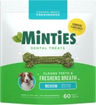 Minties Dog Dental Chews 25 50 Lbs 60CT Teeth Cleaning Fresh Breath - Free P&p. Fixed Price $24.99.