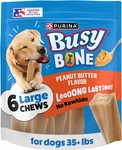 Bone Adult Dog Chew Treats, Peanut Butter - 6 Ct. Pouch. Fixed Price $16.99.