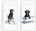 Funny Black Dog Hand Towels Set Of 2, Gifts For Labrador Retriever Owner. Fixed Price $19.27.