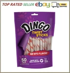Dingo Twist Sticks Rawhide Chews, Made With Real Chicken, 50 Count. Fixed Price $18.95.