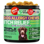 Vet Treat Dog Allergy Relief Chews 170CT Itch Skin OMEGA-3 Colostrum Usa. Fixed Price $48.74.