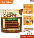 Long-lasting 6-INCH Roasted Pork Chews For All Dogs 15 Count, Easy To Digest. Fixed Price $21.99.