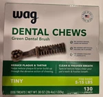 Wag Dental Dog (130) Treats, Clean Teeth & Fresh Breath. Fixed Price $15.00.