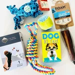 New Dog Puppy Toy Treat Roam Bone Chew Rope Frog Ball Bundle Gift Set Accessory. Fixed Price $65.00.
