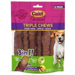 Cadet Triple Chews 6OZ Natural Dog Treats With Pork Duck And Apple Flavor. Fixed Price $12.19.