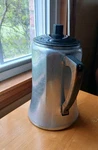 Dr.burnette's 1920/40'S Spun-aluminum Perculator W/wooden Handle. Mcm Camping. Fixed Price $29.50.