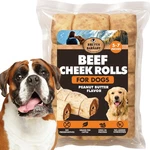 Premium Beef Cheek Rolls For Dogs 5-7" (5-PACK), Peanut Butter Flavored Lon.... Fixed Price $35.08.