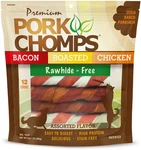 Pork Chomps Baked Skin Dog Chews, 6-INCH Twists, Assorted Flavors, 12 Count. Fixed Price $23.79.