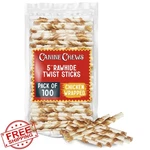 Canine Chews Chicken Rawhide Twists 100 Count. Fixed Price $44.99.