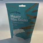 Wiggles & Wags Meaty Slim Sticks Made With Salmon 6OZ Bag New. Fixed Price $18.80.