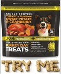 Freeze-dried Raw Dog Treats Real Turkey With Pumpkin, Sweet Potato & Cranberry. Fixed Price $19.95.
