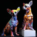 Colorful Chihuahua Statue Graffiti Art Dog Figurine Resin Indoor Home Decor Spla. Fixed Price $61.99.