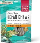 Human Grade Ocean Chews Crispy Cod Fish Skins Dog Treats, 5.5 Ounces. Fixed Price $35.99.