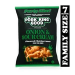 Pork King Good Onion And Sour Cream Flavored Rinds 7OZ Family Size Bag. Fixed Price $11.99.