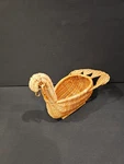 Vintage Woven Natural Wicker Turkey Bird Bread Nut Candy Snack Basket Hong Kong. Fixed Price $15.00.