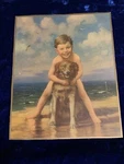 Sunshine Bakery Crackers Biscuits Cardboard Calendar Section Boy & Dog 8 X 10. Fixed Price $9.00.
