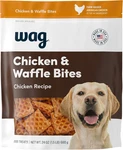 Amazon Brand - Wag Dog Treats, Chicken Waffle Bites, 24 Oz Resealable Pack. Fixed Price $25.01.