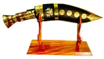 Gorkha Deco Kukri Knife With Solid Wooden Stand Overall 16 In Fixed Bla.... Fixed Price $168.59.