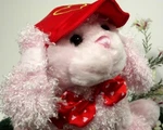 (Y24B3) Wal-mart Plush Pink Valentine Puppy Red Pack Hat Bow Stuffed Animal Dog. Fixed Price $14.99.