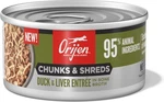 3OZ Orijen Chunks And Shreds Duck & Liver In Bone Broth Canned Cat Food 24PK. Fixed Price $53.59.