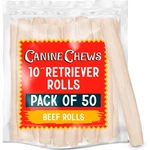 Canine Chews 10" Rawhide Retriever Rolls Bones For Large Dogs 50.... Fixed Price $150.75.