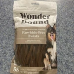 Amazon Brand - Wonder Bound Peanut Butter Flavor Rawhide Free Twists Dog Trea.... Fixed Price $10.00.