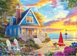 300 Piece Beach House Jigsaw Puzzle Sailboat Dog Adult 20.5" X 15". Fixed Price $13.05.