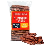 Canine Chews Small Rawhide Twists For Dogs - Pack Of 100 5" Beef Flavored Raw.... Fixed Price $41.75.