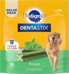 Pedigree Dentastix Large Breed Dog Treats, Fresh Flavor, 36 Count (pack Of 1). Fixed Price $29.01.