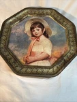 Vintage, 1960S Mcm 12 Octagonal Sunshine Biscuit Tin, Child, Dog, Cottage Decor. Fixed Price $6.99.
