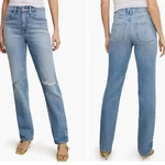 Good American Icon Straight Ripped Raw Hem Jeans Size 12/31. Fixed Price $65.00.