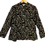 Dressbarn Jacket Womens Medium Black Gold Velvet Embroidered Floral Money. Fixed Price $25.26.