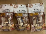 3X Kind Rewards Peanut Butter Flavor No-hide Bones Dog Treats 4" Each 2/PK Nip. Fixed Price $21.99.
