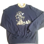 Vtg 90S Jerzees Women Morning Sun Double Collar Dogs Cats Birds Sweater Usa. Fixed Price $25.00.