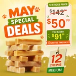 Himalayan Yak Chews For Medium Dogs 2LB - 100% Natural, Long Lasting Treats. Fixed Price $50.99.