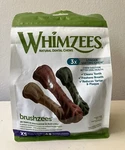 Whimzees Brushzees Natural Dental Chews Dog Brushing 48 Count Size Xs. Fixed Price $18.00.