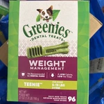 Greenies Weight Management Teenie Size 96 Count 27 Oz Dental Treats For Dogs. Fixed Price $24.00.