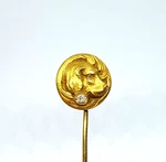 Antique 18KT Gold Dog Stick Pin With Natural Diamond - 475. Fixed Price $899.99.