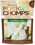 Pork Chomps Baked Skin Dog Chews, 4-INCH Strips, 10OZ Bag. Fixed Price $27.89.